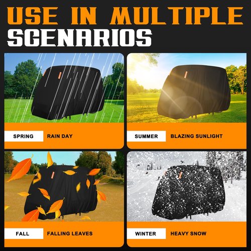 Golf Cart Cover 2/4 Passenger,Waterproof Outdoor Golf Cart Covers 2/4-Seater Extended Roof,Durable Weatherproof,Compatible with Club Car,EZGO,Yamaha,Cushman,Evolution,Kandi,Tomberlin-115x52x66 Inch