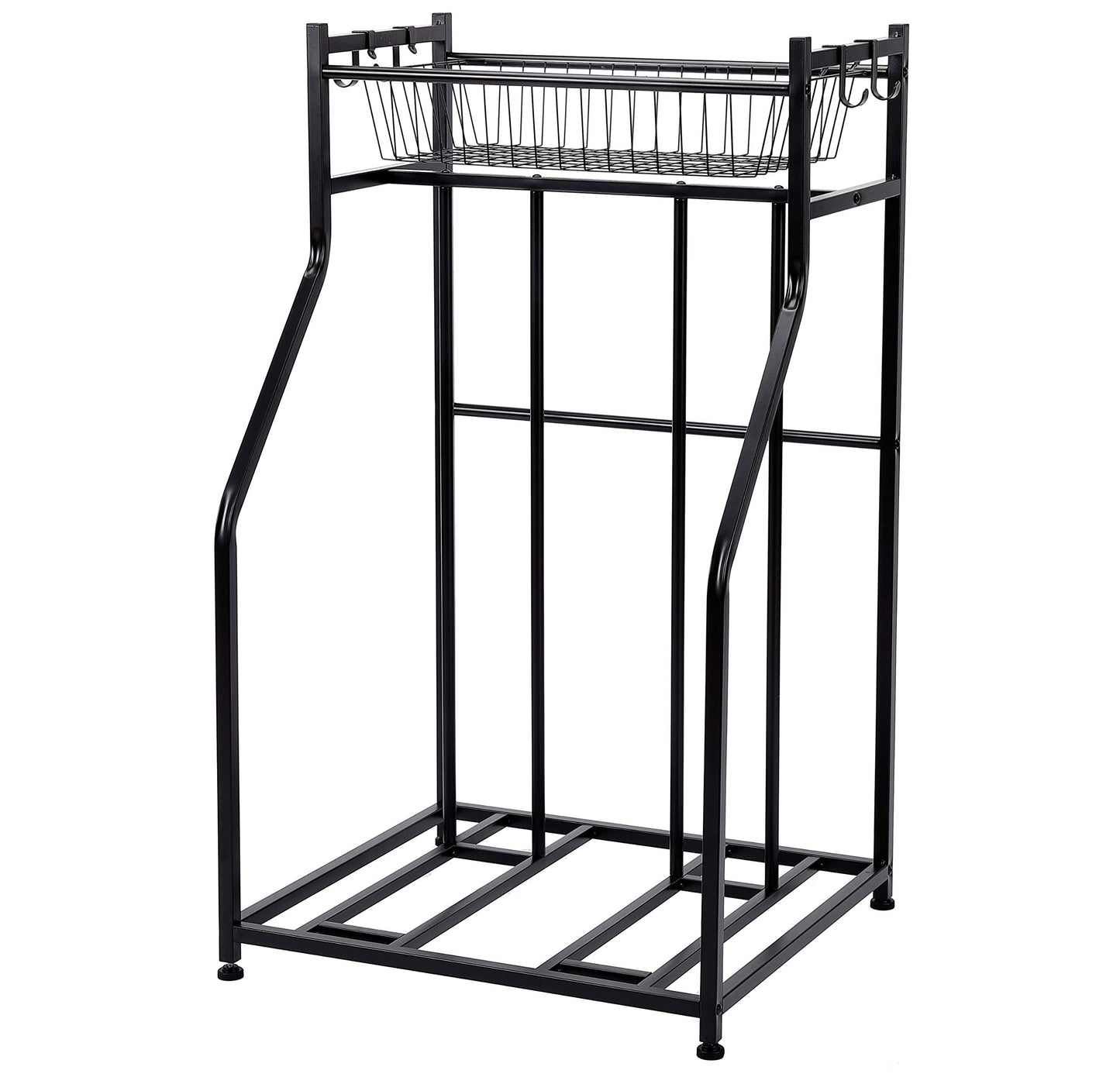 BIRDROCK HOME Bike Rack Garage Storage Floor Stand - Freestanding Organizer for Outdoor Yard - Upright Wall Mount for Scooters, Rakes, Motorcycles, Hoverboards, Gloves - Holds 2 Bicycle - Black
