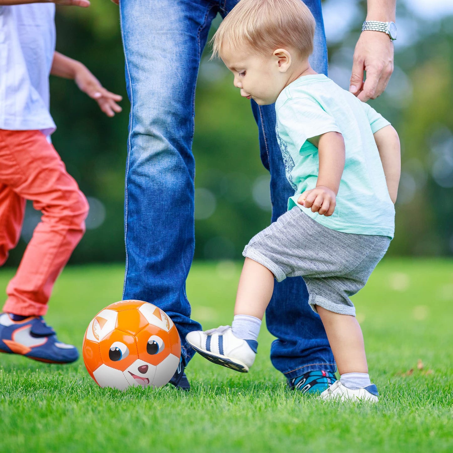 Toddler Soccer Ball Size 2 - Small Soft Kids Ball 2 Pack for Ages 1-5 Cartoon Sports Toy Boys Girls - Great Soccer & Birthday Gift for Baby, Toddlers & Kids Indoor Outdoor Games