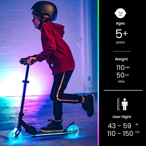Aero Scooter for Kids 5-7, Boys & Girls 2 Wheels Kick Scooter with Dynamic Lights, Foldable & Height Adjustable