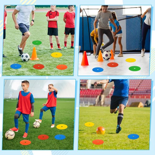 BOHUIZ 50Pcs Flat Cones Spot Markers, 6 Inches Non-Skid Floor Hole Soccer Cones Field Court Spot Markers Flat Discs for Soccer Football Basketball Speed Agility Training Gym Dance Org