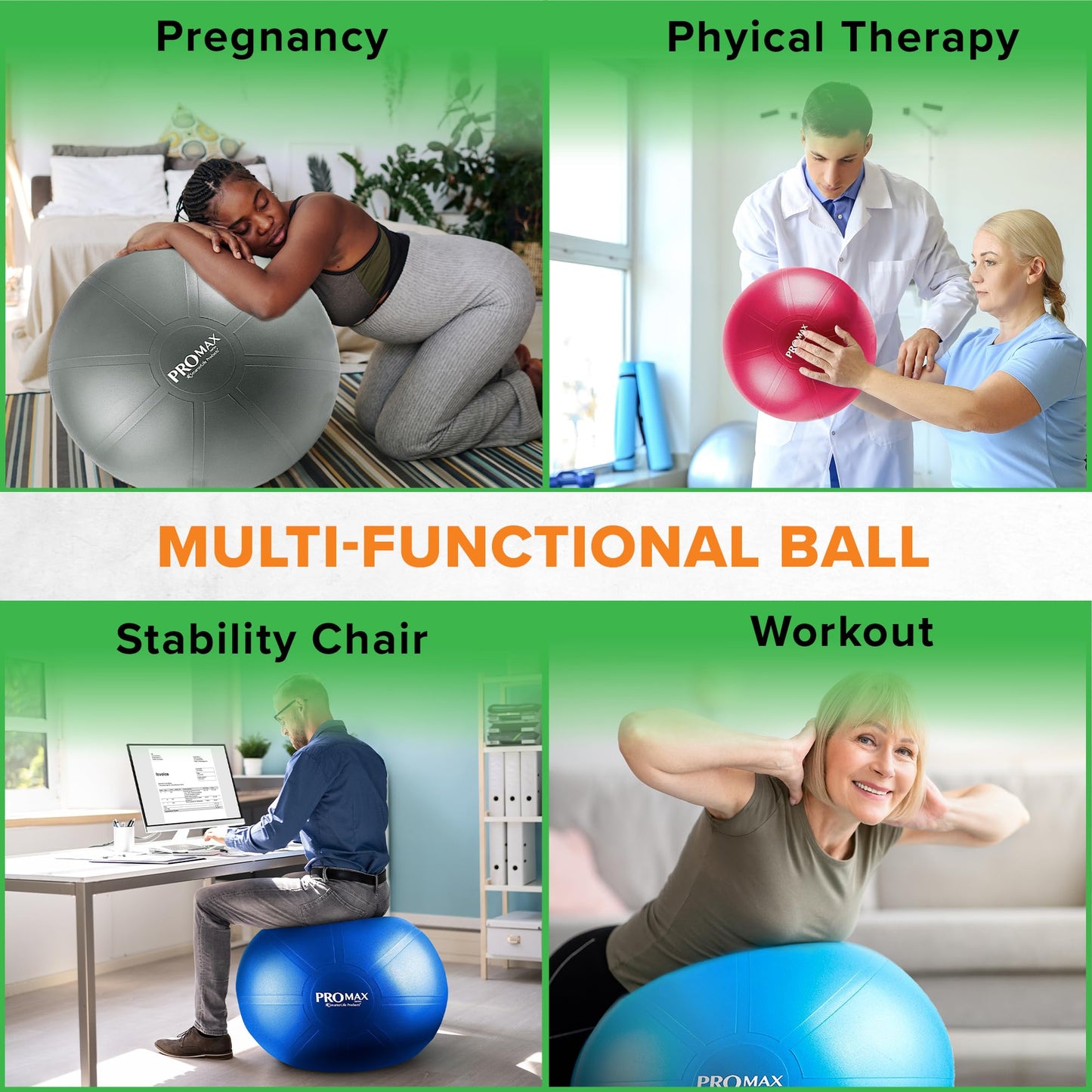 PRO MAX Exercise Ball - Yoga Ball for Gym, Balance, Stability, Pregnancy
