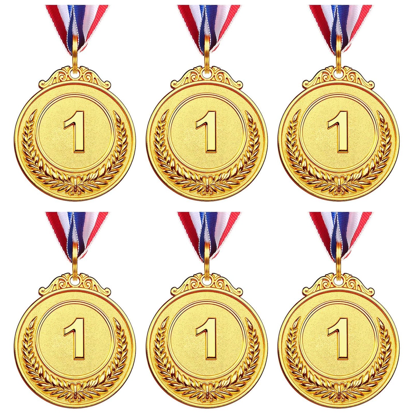 VICROIC 6 PCS Gold Medals for Kids Adults, 1st Place Award Medal for Classroom School Rewards，Sports, Competitions, Tournaments, Winning Prizes, Party, 2 Inches