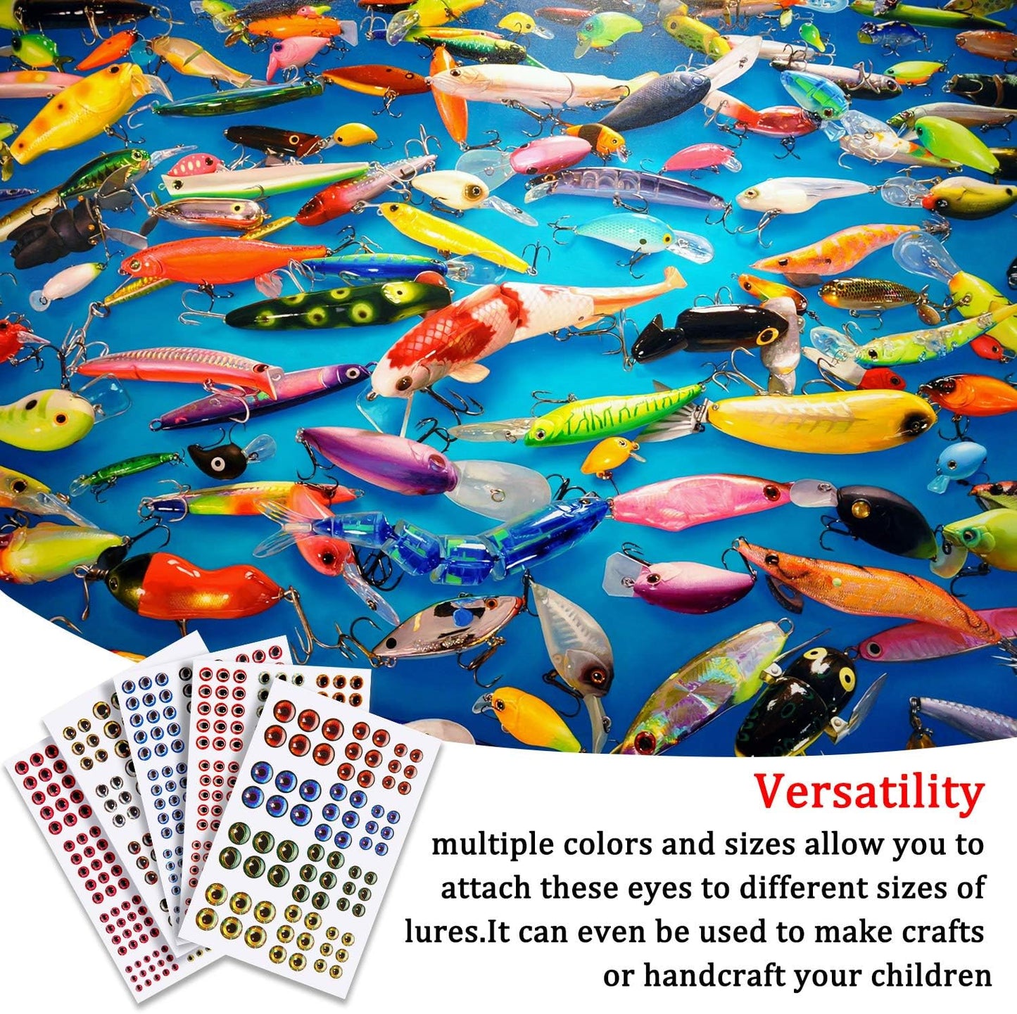 1242 Pieces 3D 4D Fishing Eyes Oval Realistic Lure Eyes for Making Fishing Bait Fly Tying Streamers Lures Crafts (6 Sizes: 3 mm/ 4 mm/ 5 mm/ 6 mm/ 8 mm/ 10 mm)