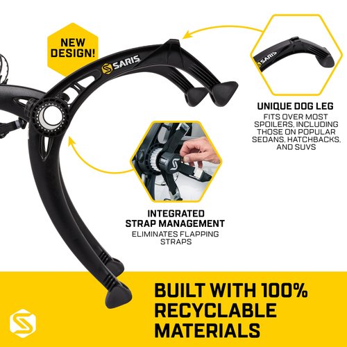 Saris Bones EX 2-Bike Trunk Rack Bicycle Carrier, Durable, Rust-Free, Anti-Sway Straps, Made in USA, Arc-Based Design, 100% Recyclable Materials