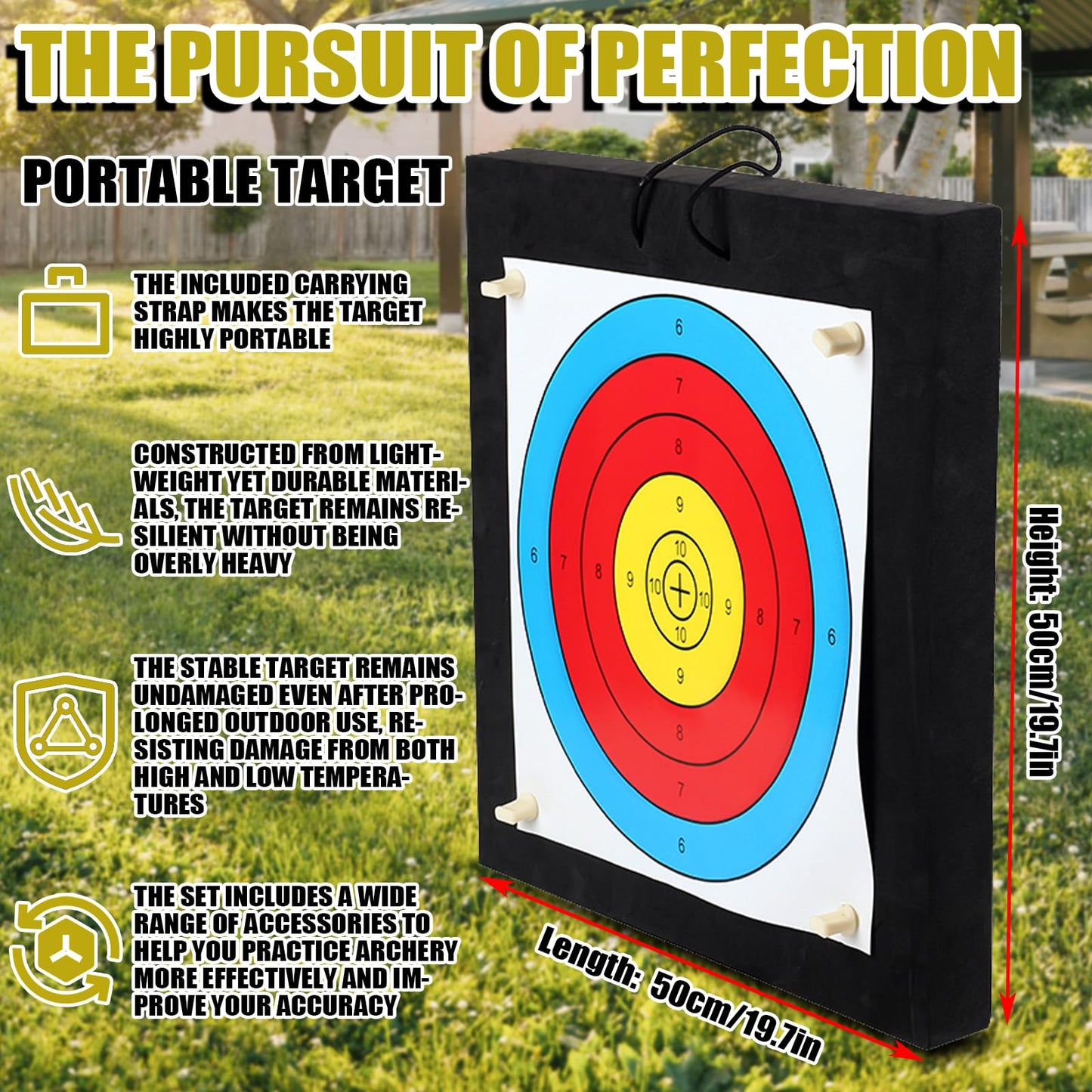 FENJANER 20" Foam Archery Target with Hanging Rope for Backyard Shooting