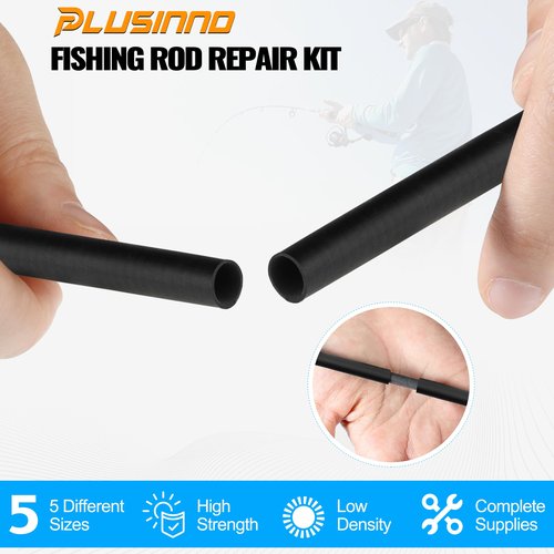 PLUSINNO Fishing Pole & Rod Repair Kit,Complete Supplies for Fishing Pole Tip Replacement with Epoxy Glue,Carbon Fiber Sticks,Top Eyelets and Wrapping Thread.
