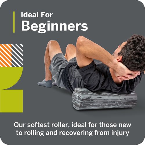 Foundation Roller - Premium EVA Foam Muscle Recovery and Flexibility Roller, Soft Compression for Injury Prevention, Travel-Friendly, Ideal for Athletes, Black/Grey, 18"