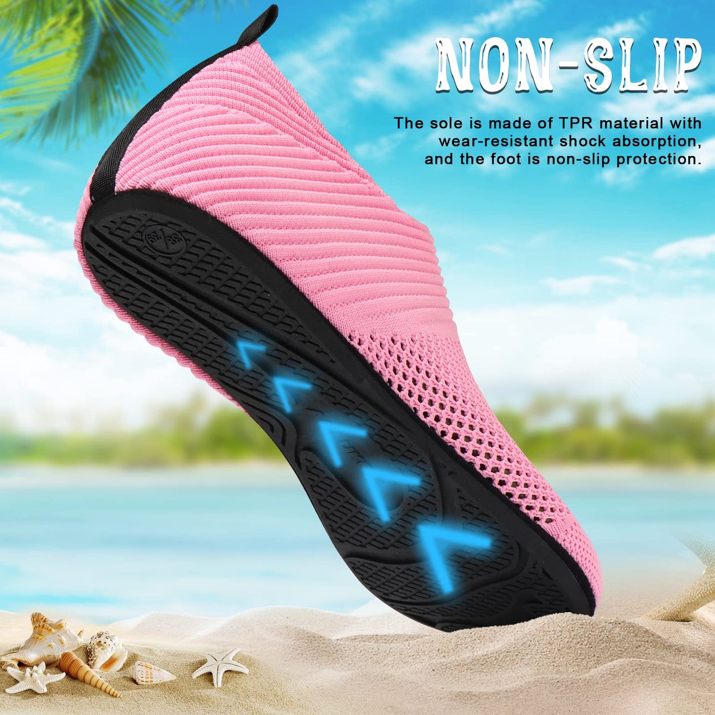 ANLUKE Barefoot Quick-Dry Water Sports Shoes Aqua Socks for Swim Beach Pool Surf Yoga for Women Men (42/43, KPink)