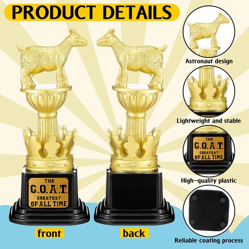 Landical Goat Trophy G. O. A. T Greatest of All Time Funny Trophy Appreciation Gift for Boss, Coworker, Friend League Winner Award Champion Recognition Gifts (Custom Text)