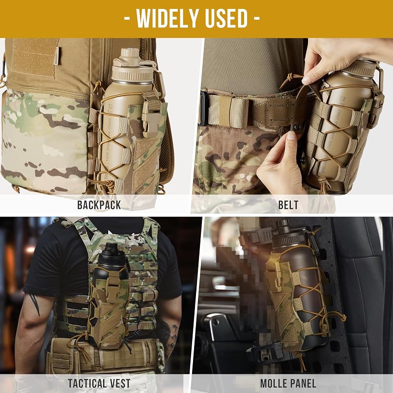 OneTigris MOLLE Water Bottle Pouch Holder CamO (18-32 oz) Variation: CamoC