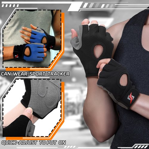 Fourluoo 3 Pack Breathable Workout Gloves Weight Lifting Gloves for Men and Women Full Palm Protection, Grip for Gym, Cycling, Exercise, Pull-ups, Climbing, Rowing, and Fitness Training(Dark Style)