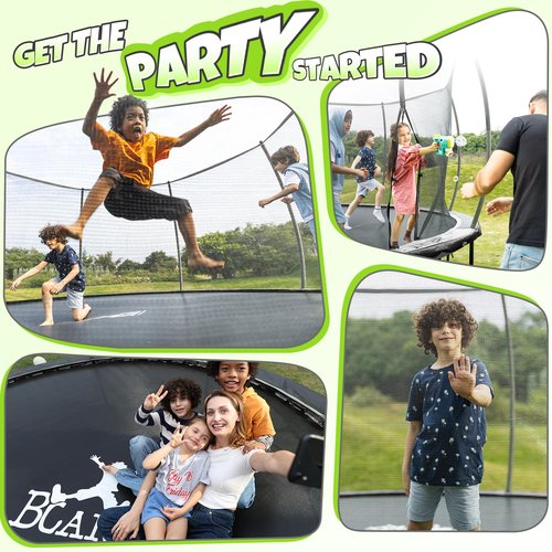BCAN Trampoline 8FT 10FT 12FT 14FT 15FT 16FT Recreational Trampoline with Enclosure for Kids Adults, ASTM Approved, Outdoor Trampoline with Ladder for Kids