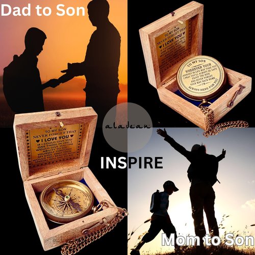 Gift for Son from Mom Dad | Engraved Compass 2" - Father to Son Gifts, Mom to Son Gifts for Graduation, Birthday Baptism Confirmation Communion (Son - I Love You)