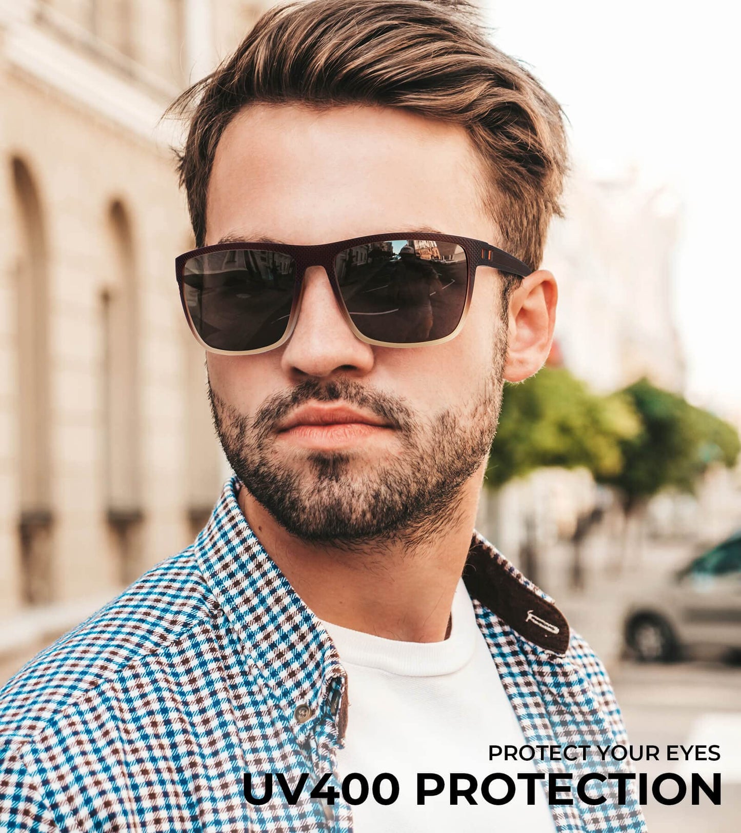 KALIYADI Polarized Sunglasses Men, Lightweight Mens Sunglasses Polarized UV Protection Driving Fishing Golf (Black/Brown/Gradual Brown)