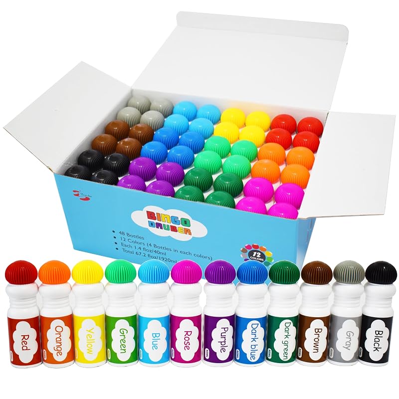Variation 48 Yuanhe Bingo Daubers Dot Markers Set of 48, 12 Colors for Toddlers
