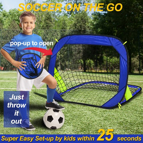 EVERRUSH Pop Up Soccer Goals Nets for Backyard Beach Soccer Training Net Mini Portable Foldable Lightweight Indoor + Outdoor Football Goal with Carry Bag