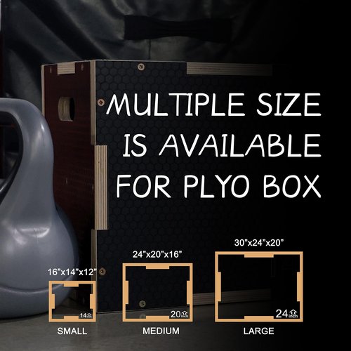 Fitvids 3 in 1 Non-Slip Wooden Plyo Box Plyometric Box Jumping Exercise, 16 x 20 x 24 Inches, Black