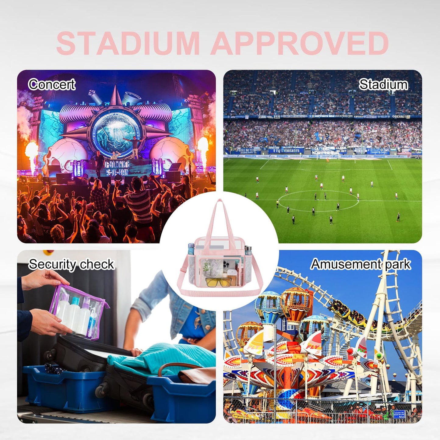 USPECLARE Clear Bag for Stadium Events, 12x6x12 Transparent Stadium Messenger Bag for Concerts, Work, Sports Games, Gym