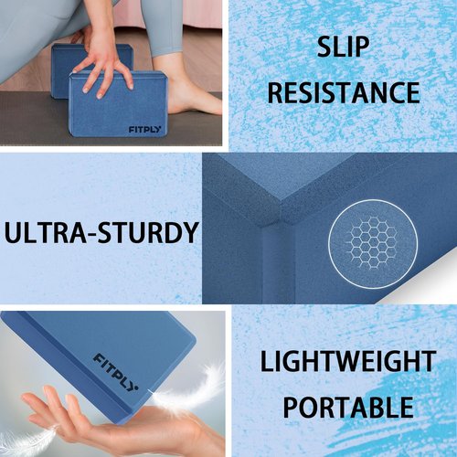 Fitply Yoga Blocks 2 Pack - Non-Slip Yoga Brick & Foam Blocks Yoga Set, High-Density Pilates Block for Stretching, Meditation, and Exercise Blocks Foam, Ideal for Deep Poses