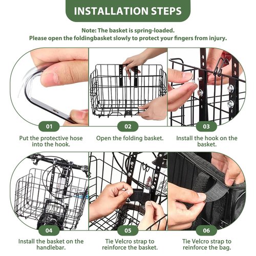 LIQING Bike Basket Front Folding Bicycle Basket with Removable Liner Bag, Quick Release Design Metal Ebike Basket for Adult Women/Men Carrying Dogs, Pets, Fruit & Grocery