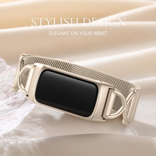 JKD Metal Bands Compatible for Fitbit Charge 6/5 Women Men, Adjustable Stainless Steel Mesh Strap Wristband Replacement Bands for Fitbit Charge 5/6 Fitness Tracker