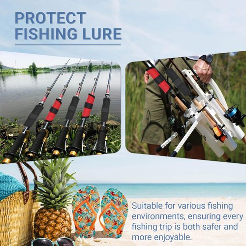 KPEPIX 10 Pcs Fishing Lure Wraps - Hook & Lure Protectors Covers for Safe Bait Storage - Rod Covers, Bait Shield with Hook and Loop Fastener - Fishing Accessories
