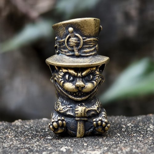Husiwugear Brass Paracord Beads - EDC Knife Lanyard Beads & Pendant, DIY Metal Decor Accessories for 550 Paracord (Dagger Cat)