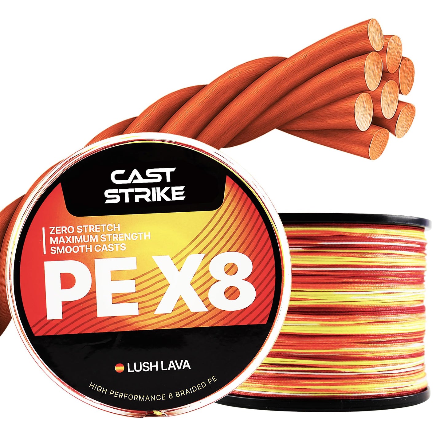 CASTSTRIKE Braided Fishing Line Zero Stretch Smooth Casting High Strength and Abrasion Resistant Super Braid for Saltwater Freshwater Bass Catfish Trout Carp Fishing 100 Percent PE x8 Strand