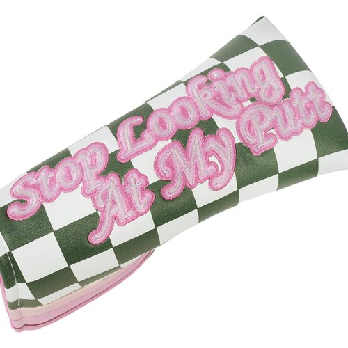 Craftsman Golf Green&White Checkered Putter Headcover Blade Putter Cover Golf Club Headcover Putter Cover for Woman Pink Lettering Fits for Ping Scotty Cameron
