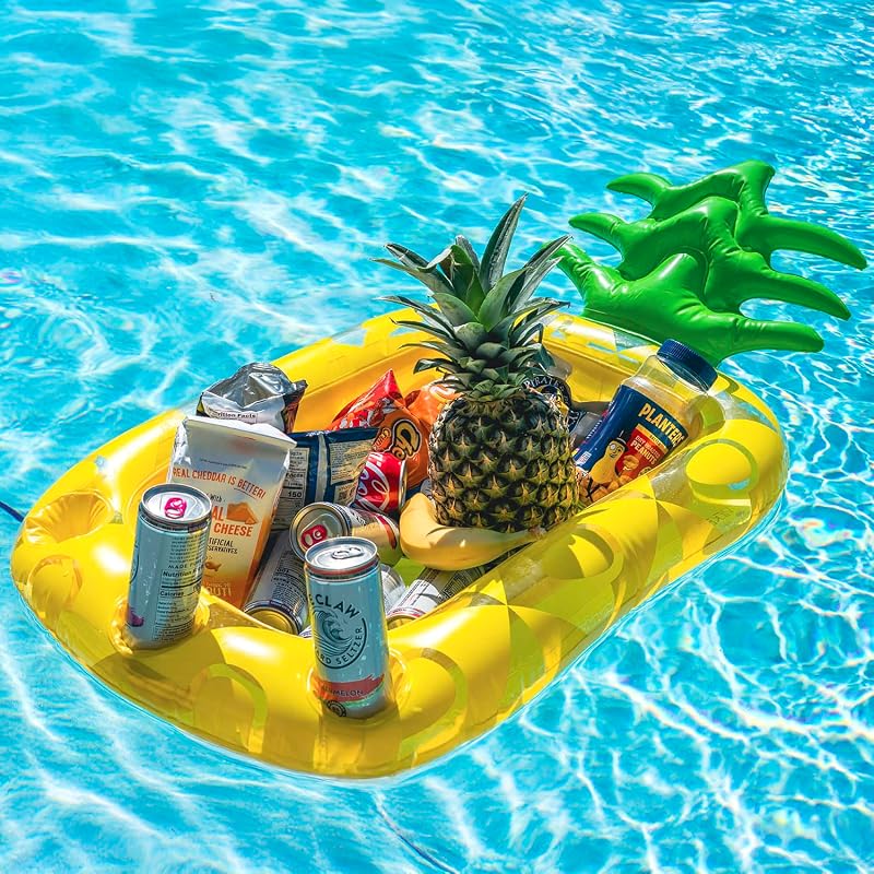 Inflatable Pineapple Drink Holder Float - 31 inch Pool Party Cooler