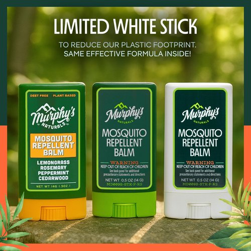 Murphy's Naturals Mosquito Repellent Balm Stick, Plant-Based, Natural Ingredients, DEET-Free, Travel-Pocket Size, 0.5oz Each, 3-Pack