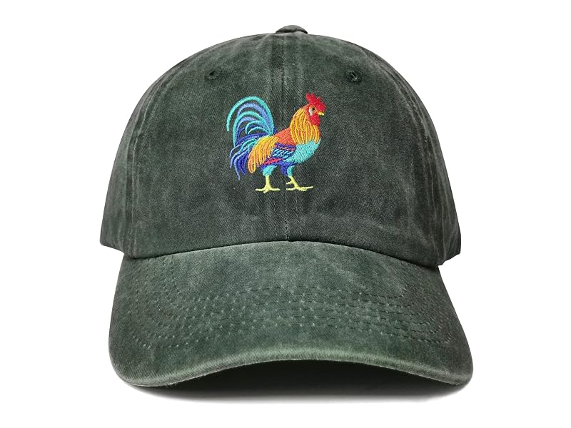 Hepandy Rooster Embroidered Dad Hat - Green, One Size Adjustable