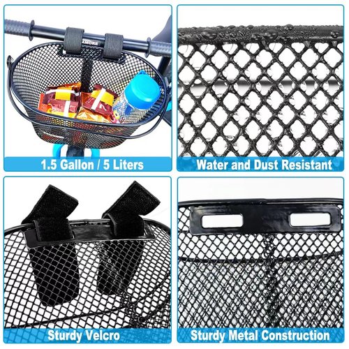 SAMORE Front Bike Basket for Kids Metal Black Bicycle Baskets for Girls & Boys Children Bicycle Basket with Handle Fits Triycle, Scooter, Balance Bike