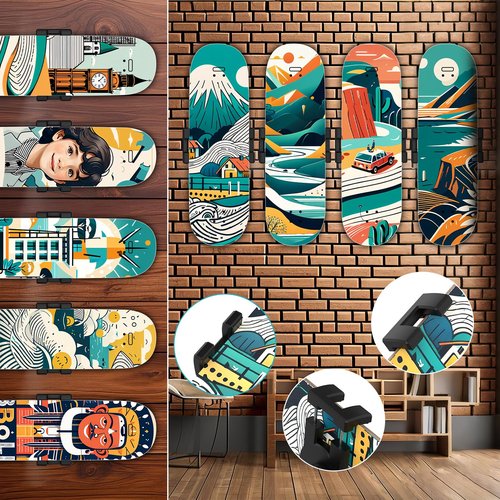ZIDIHUB Swivel Skateboard Wall Mount, 360° Skateboard Deck Wall Mount, Suspended Display Hanger Grab, Suitable for Any Skateboard Shop and Enthusiast, Collector (1 Set)