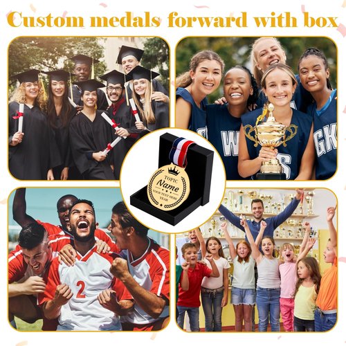 Custom Medals for Awards Personalized Award Medals with Ribbons Gold Winner Medals Bulk Recognition Medals for Sports Ceremony Graduation Corporate Event School Competition Customized Event Medal