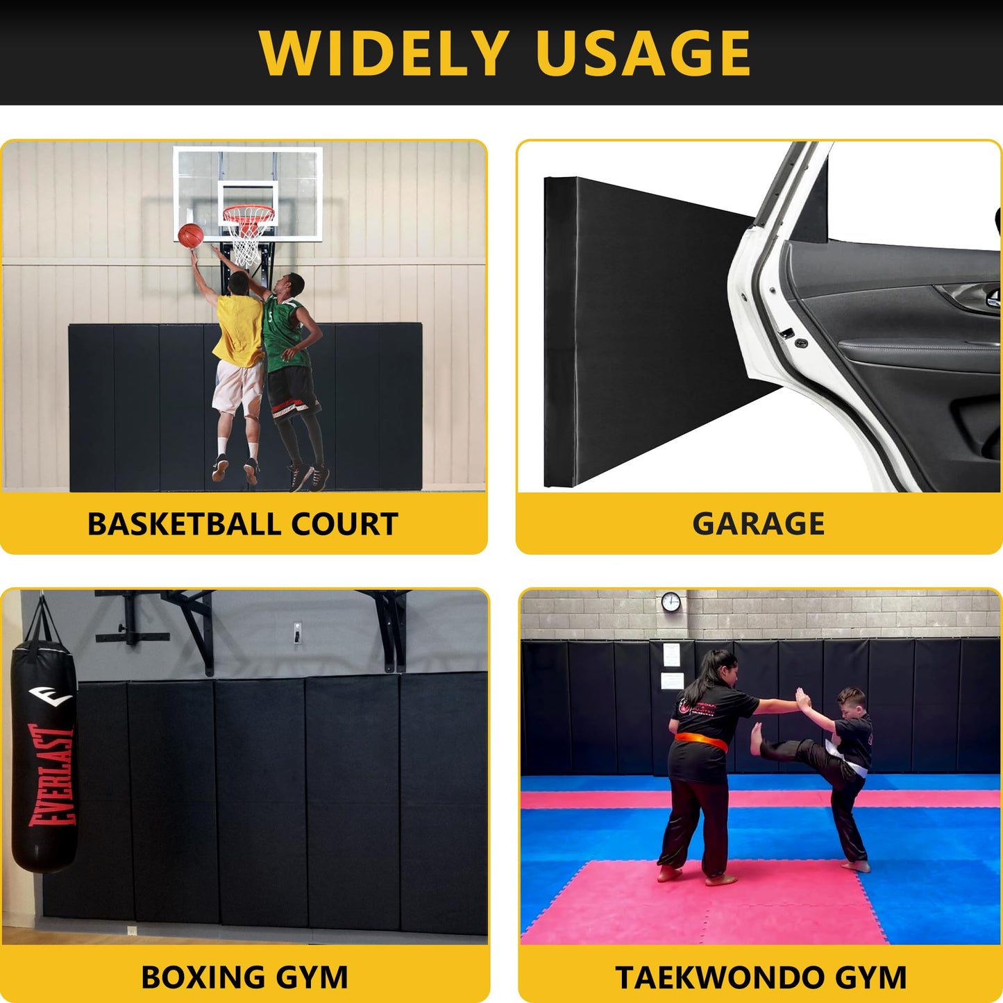 Gym Wall Padding, Basketball Court Wall Protector, Removable 2" Thick High-Density Protective Pads for Wall-Mounted Basketball Hoop, Garage, Basement, High Elasticity & Tear-Resistant, 60" Lx20 W