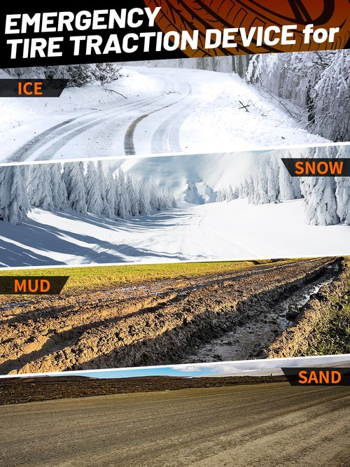 VKU Tire Metal Gripper Traction Device Traction Straps Large for Trucks Large SUVs Anti Skid Emergency Traction Aid Straps to Get Unstuck from Snow, Mud, Ice & Sand, Fit for Jeep Wrangler JK JL Bronco