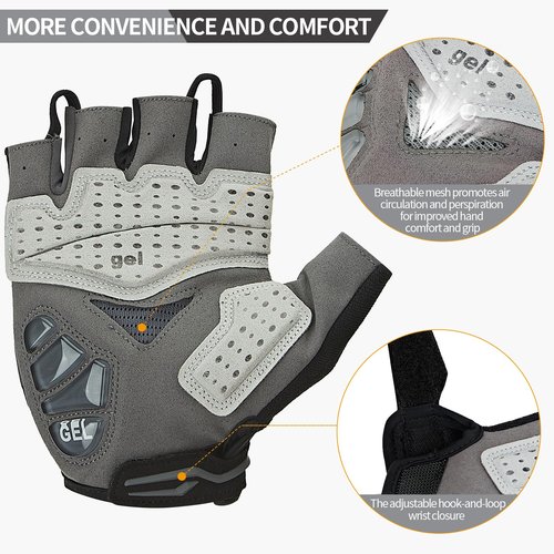 Souke Sports Mens Cycling Gloves with Gel Pads Half Finger Bike Gloves Lightweight Anti-Slip Shock-Absorbing for MTB Road Biking