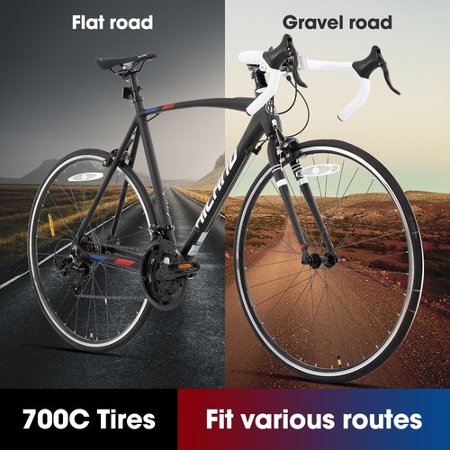 HH HILAND 700C Road Bike, 14 Speeds Sport Bike, Light Weight Aluminum Frame, Racing Bike for Men Women Adult Bicycle Black 57 CM Frame