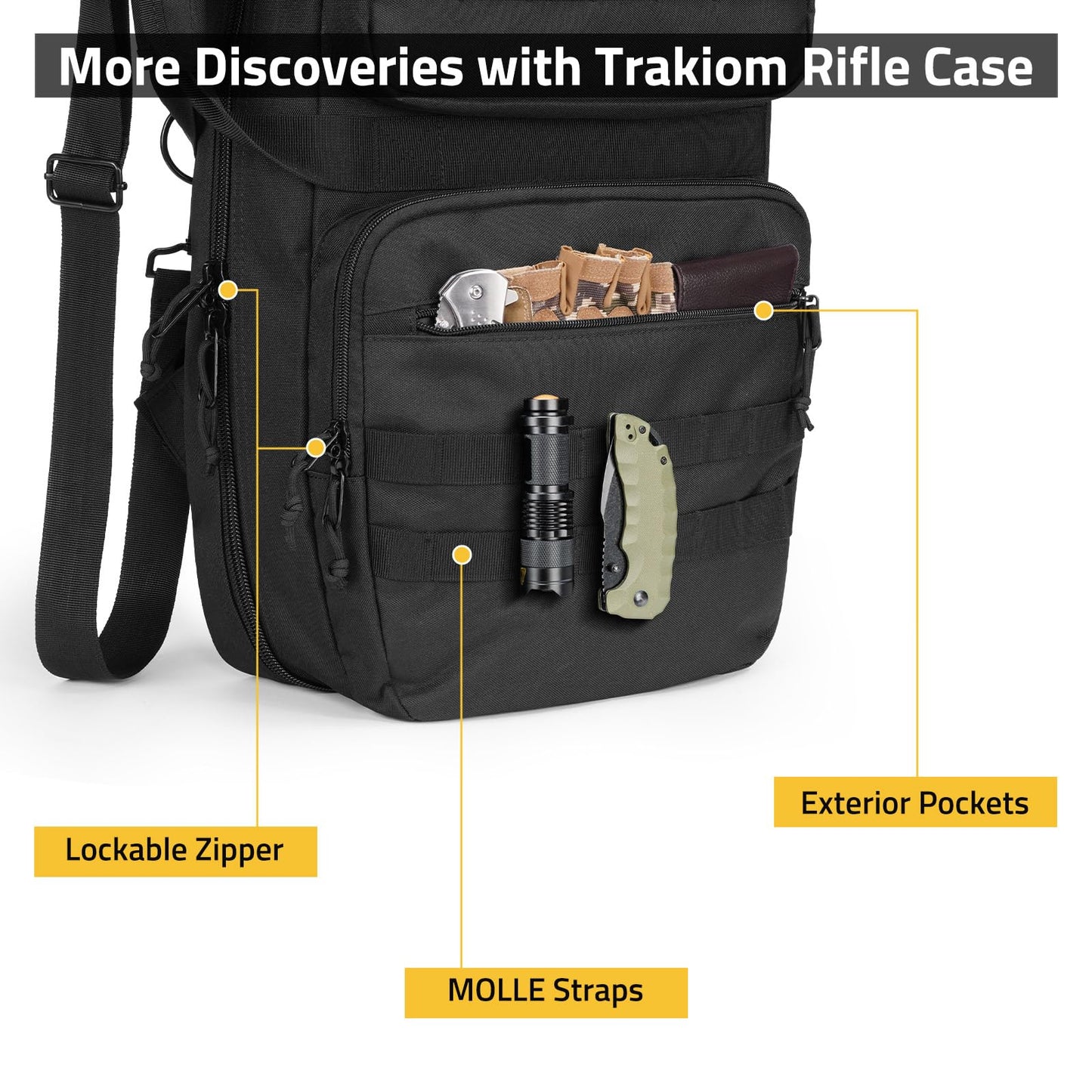 Trakiom Soft Double Rifle Case, Lockable Zippers and Accessory Pockets