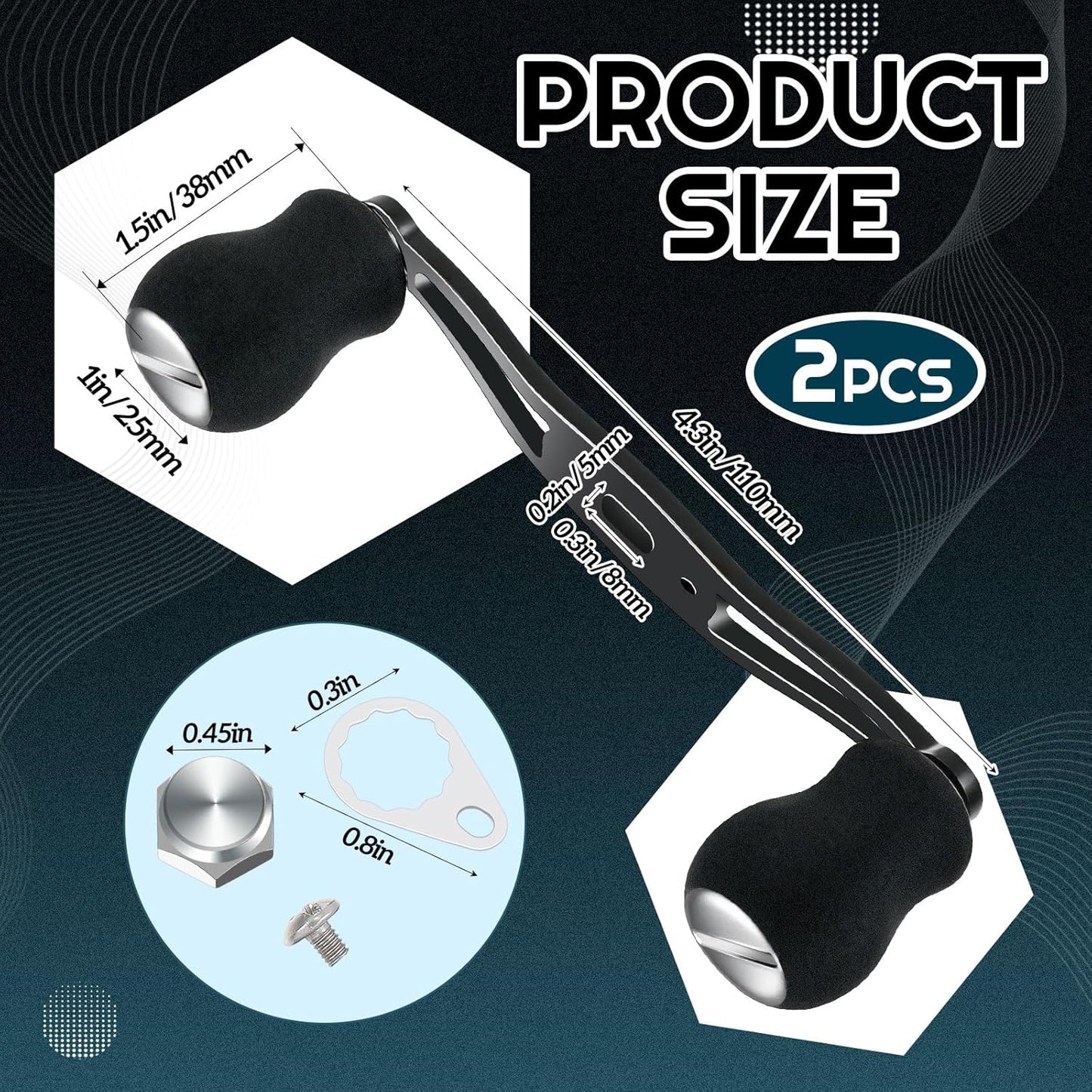 2 Pcs Fishing Reel Handle, Replacement Fishing Baitcaster Reel Handle Rocker with EVA Handles Grip Compatible with Abu Garcia Baitcasting Reels Parts, Left or Right Side Installation