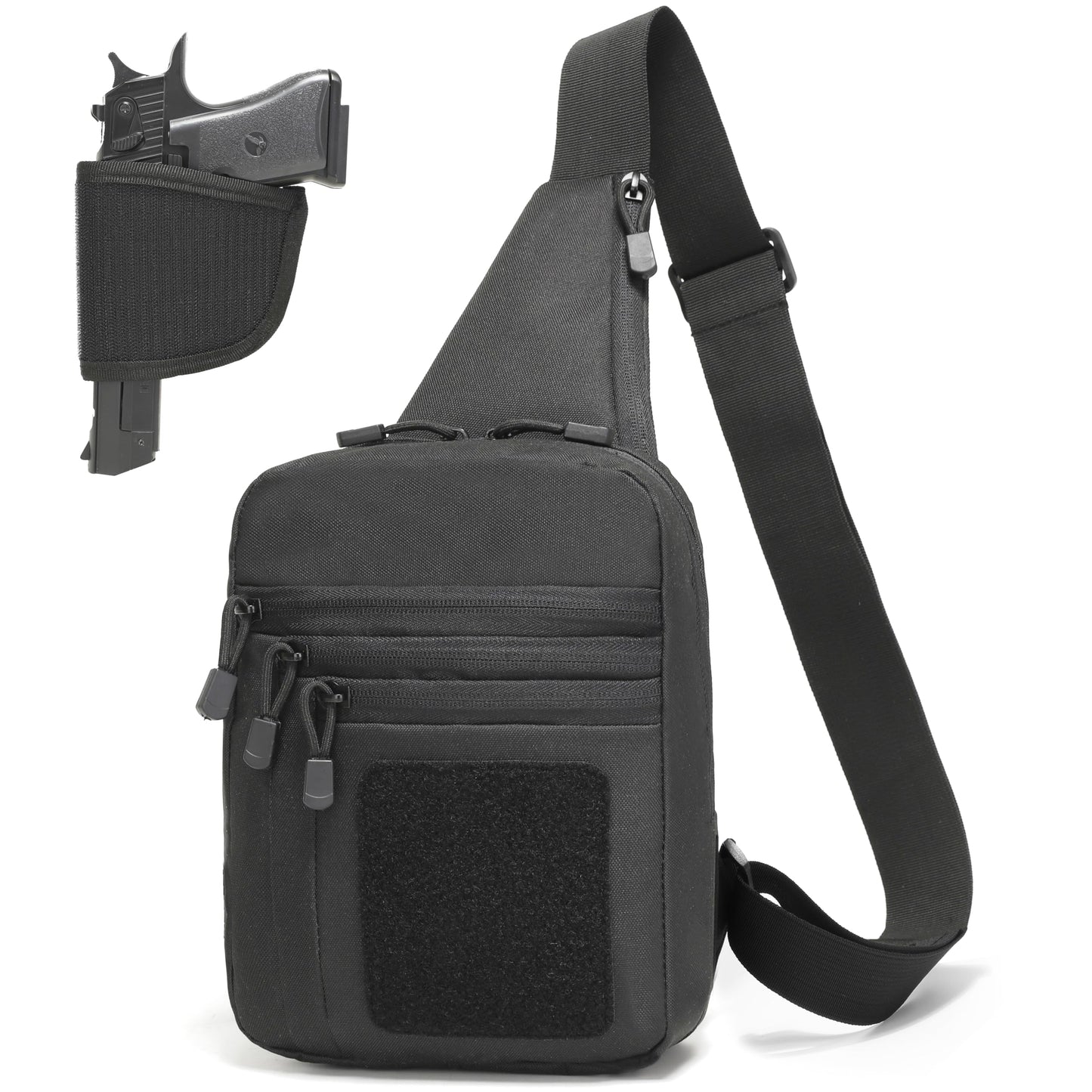 WCALULEG Concealed Carry Crossbody Gun Bag for Men, Ccw Sling Bag Tactical Shoulder Chest Pack Range Bags for Handguns (Black)