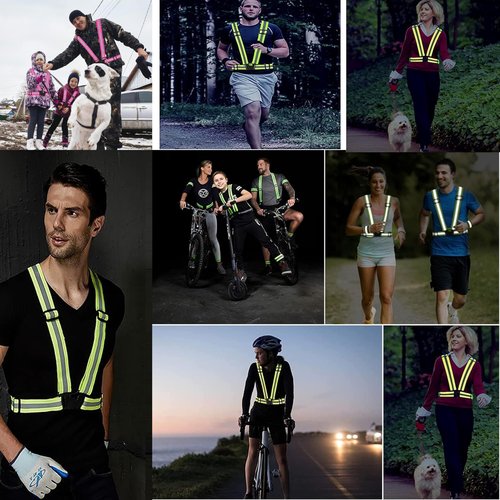 Reflective Vest, 3Pack High Visibility Reflective Safety Vest with Emergency Whistle 360° Adjustable Elastic Running Reflective Gear for Construction,Cycling (Fluorescent green+Orange+Red)