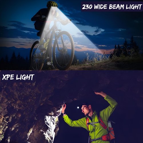 LunoMart Rechargeable LED Headlamps (2-Pack) ??Water-Resistant with USB-C Charging, 230° Wide-Beam, and Motion Sensor ??Perfect for Outdoor Camping, Hiking, Running, Fishing, and Work Use