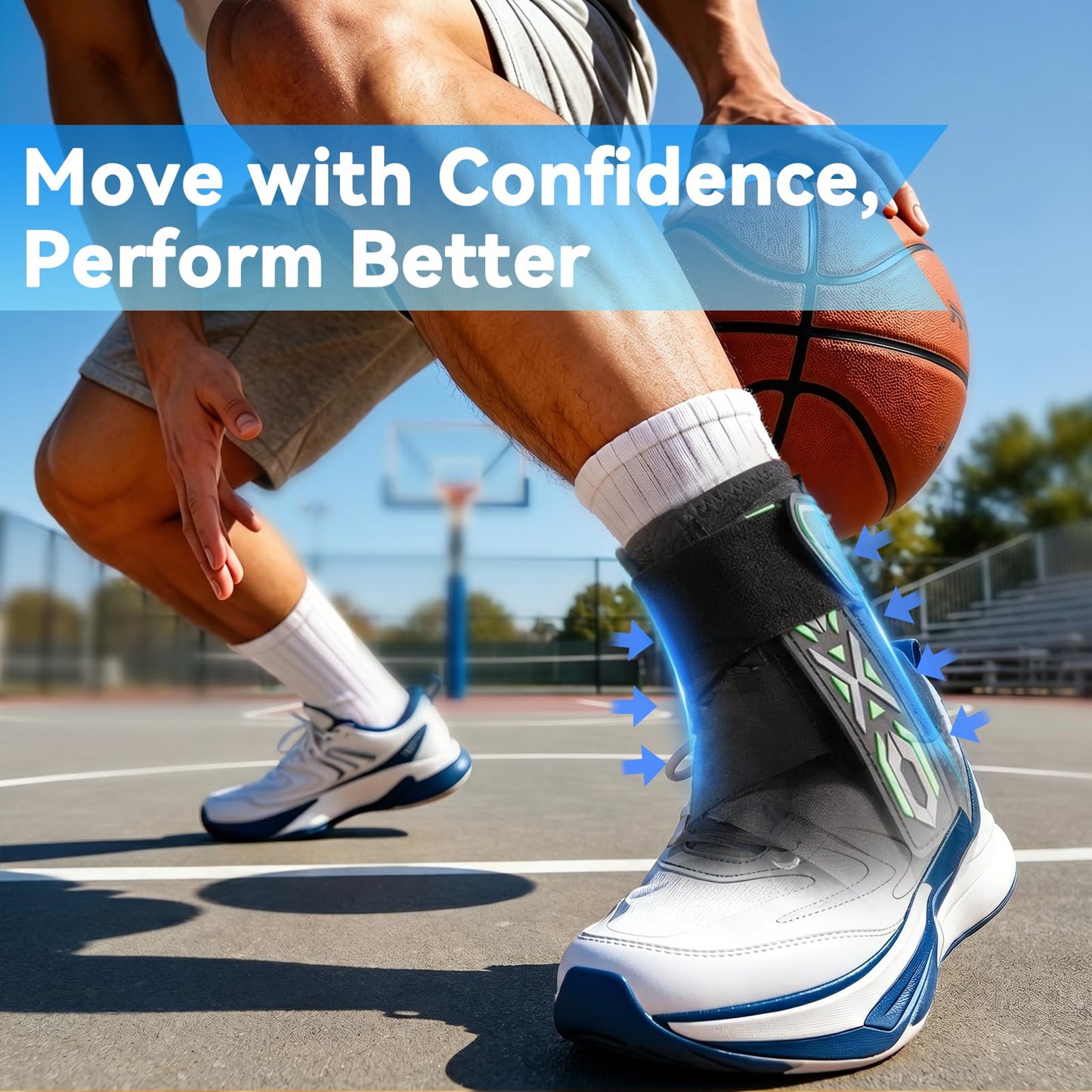 Upgraded Ankle Brace for Sprained Ankle [Stronger Support & Ultra Breathable] Ankle Support with Side Stabilizing Pads, Adjustable Quick Lace Up Ankle Stabilizer for Injury Recovery, Sports, Men&Women