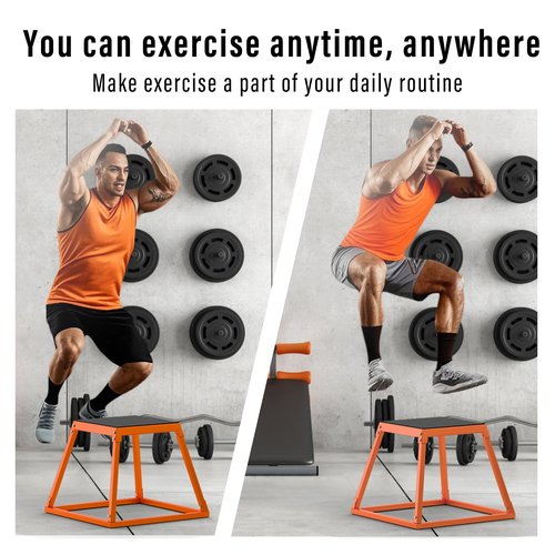 Plyometric Jumping Box,24"Metal Plyo Box,Plyometric Platform with Non-slip rubber layer,Step Up Box for Workout for HIIT,MMA,Crossfit,Exercise,Fitness,Strength training,Exercise,Multiple Sizes