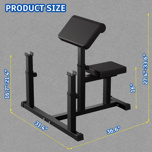 AOWINNOX Fitness Black Adjustable Arm Preacher Curl bench, Bicep Tricep Curl Machine, Seated trenghthen Training Isolated Barbell Dumbell Station for Home Gym