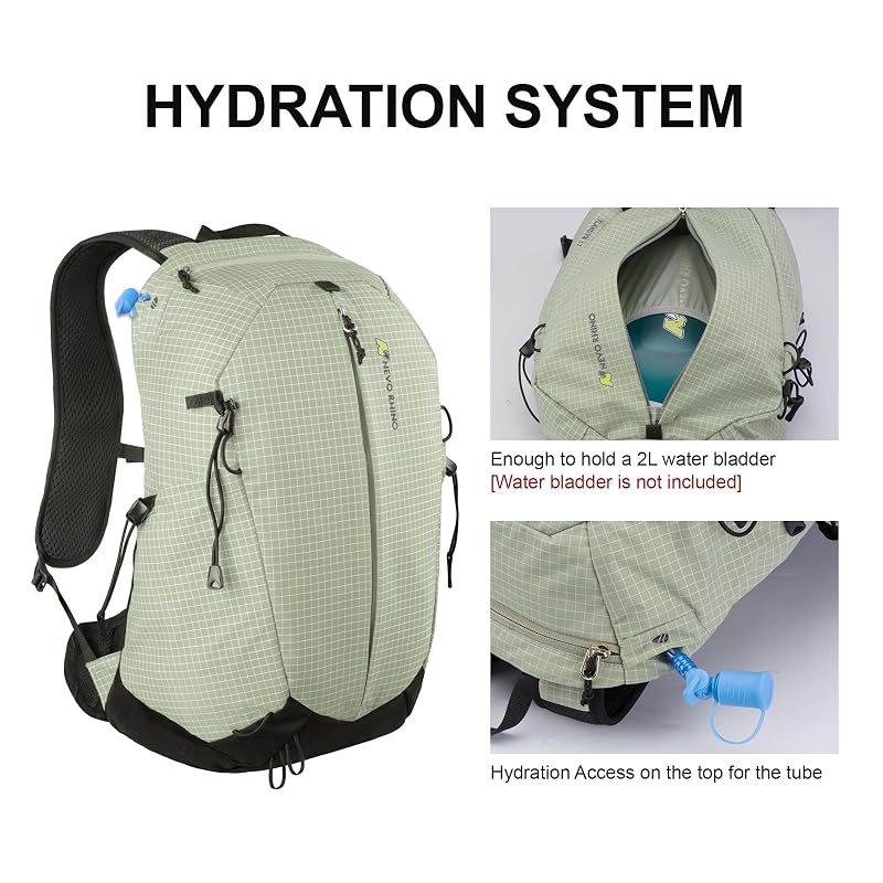 N Nevo Rhino 17L Hiking Backpack with Rain Cover - Green