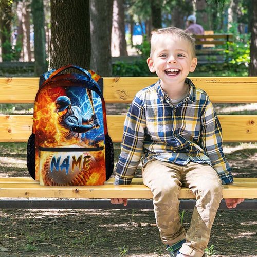 Backpack for Boys, Personalized Baseball Backpacks for Kids Teens Elementary Middle Primary High Senior, 17 Inch Lightweight Custom Sport Bookbag for Ages 6-18 Back to School Travel